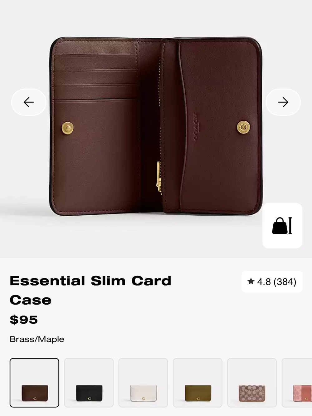Coach Essential slim card case with Gold 'C' Hardware - Picture 5 of 7